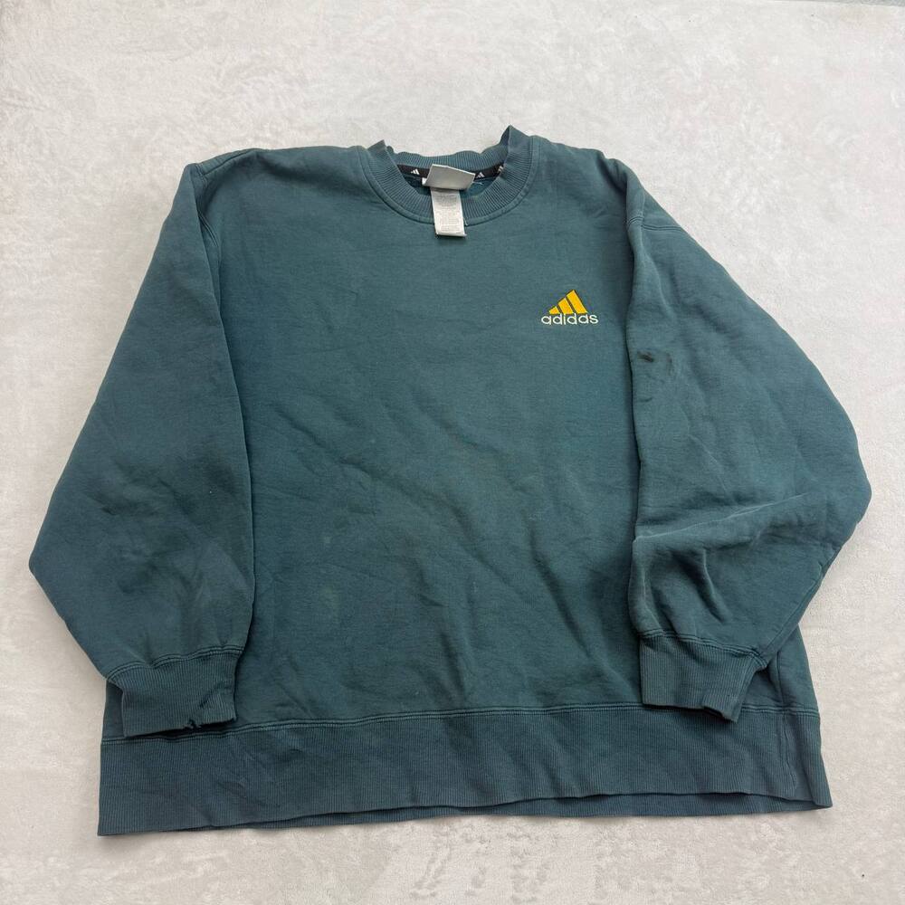 Adidas Men's Sweatshirt Green Size L Vintage 90s Embroidered Logo Pullover